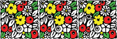 graphic image of three floral squares