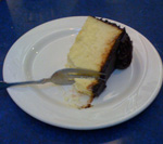 Photo of a piece of New York cheesecake